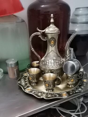 Vintage Turkish Tea Set with Tray Metal Teapot Set photo review