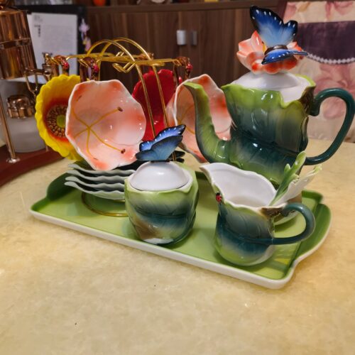 Flowers British Tea Set Porcelain Enamel Full Set photo review