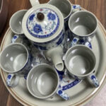 Vintage Blue White Porcelain Tea Set with Tray photo review