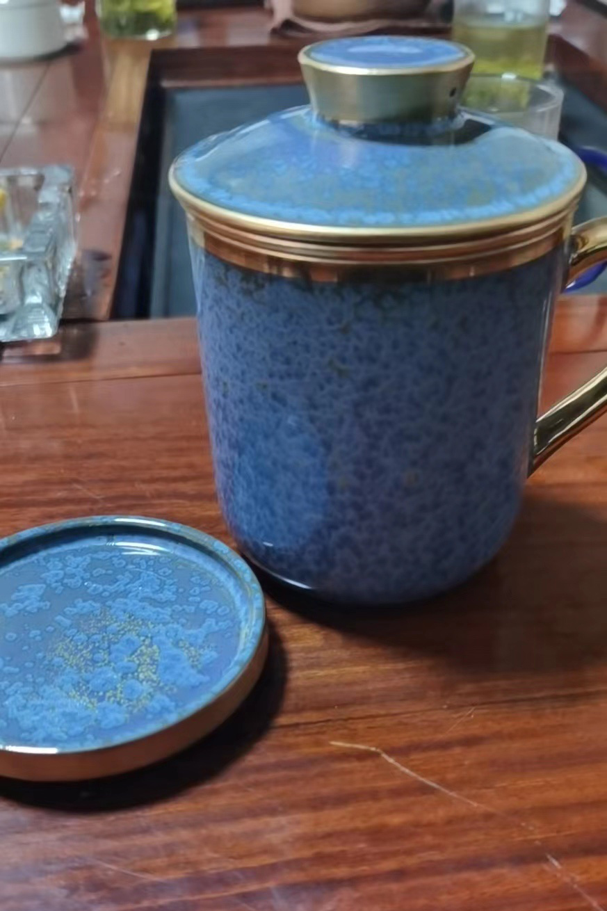 Click to view full screen Floating Jade Steep Tea Mug with Infuser and Coaster 13.5 OZ photo review