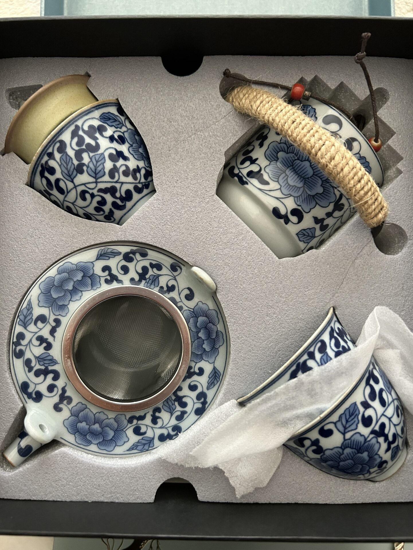 Click to view full screen Classic Blue and White Japanese Tea Set with Tray photo review
