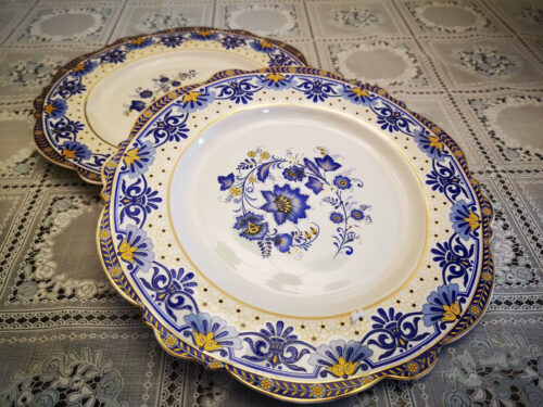 Click to view full screen Flowers Dish Set Bone China Side Plate Blue and White photo review