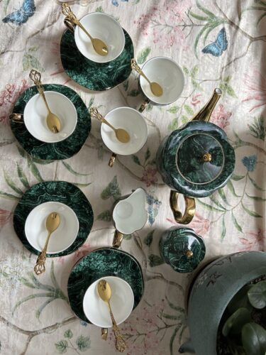 Luxury English Tea Set Porcelain Teapot Set Green photo review