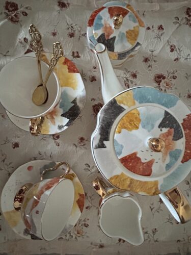 Click to view full screen Mountain-range English Tea Set Bone China Teapot Set photo review