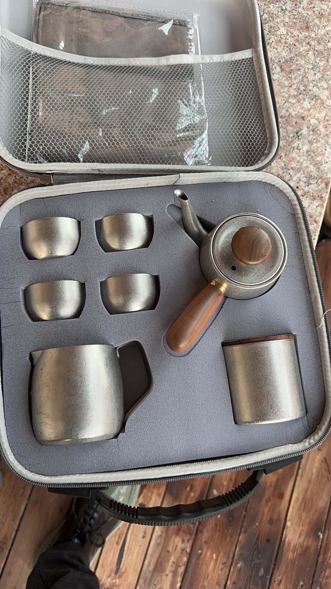 Click to view full screen Japanese Travel Tea Set with Case Stainless Steels photo review