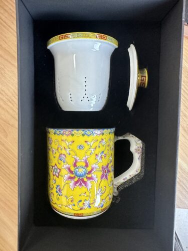 Click to view full screen Luxury Lotus Steep Tea Mug with Infuser and Lid 15 OZ photo review