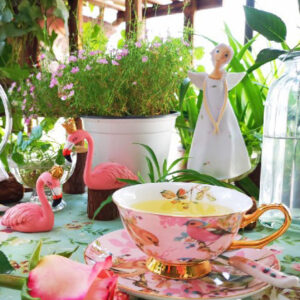 Pink Bird British Tea Set Bone China with Warmer photo review