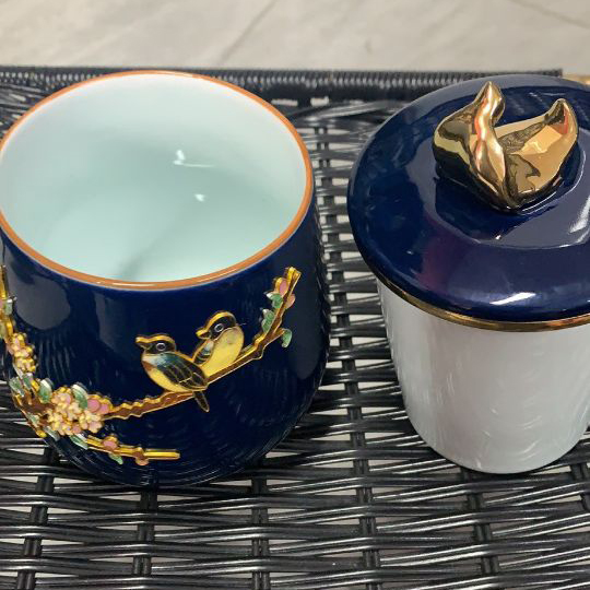 Birds Flowers Tea Mug with Infuser Lid Coaster Customized photo review