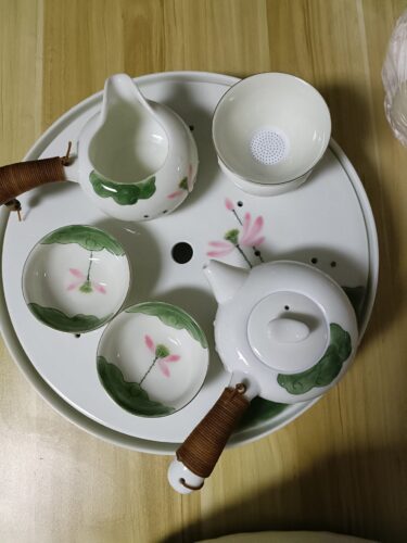 Lotus Japanese Porcelain Tea Set with Tray photo review