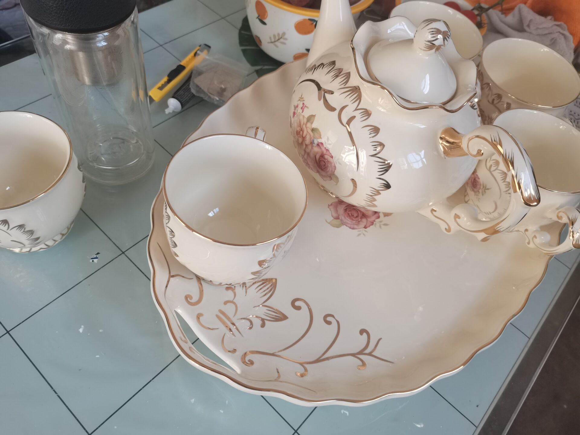 Click to view full screen Vintage English Tea Set Porcelain Luxury Teapot Set photo review