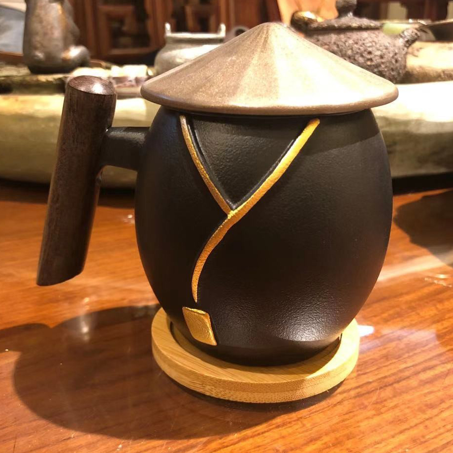 Click to view full screen Jianghu Steeping Tea Mug with Infuser Gilded Silver 13.2 OZ Customized photo review
