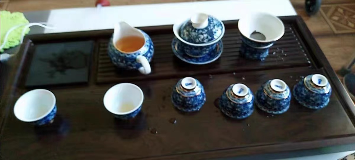 Click to view full screen Flowers Porcelain Chinese Gongfu Tea Set Blue and White photo review
