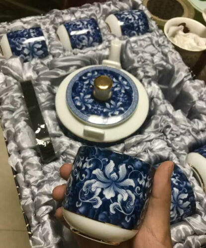 7-Piece Chinese Blue White Teapot Set Porcelain photo review