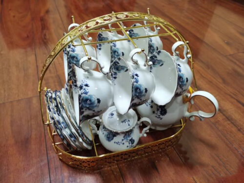 Flowers English Tea Set with Holder China Coffee Set photo review