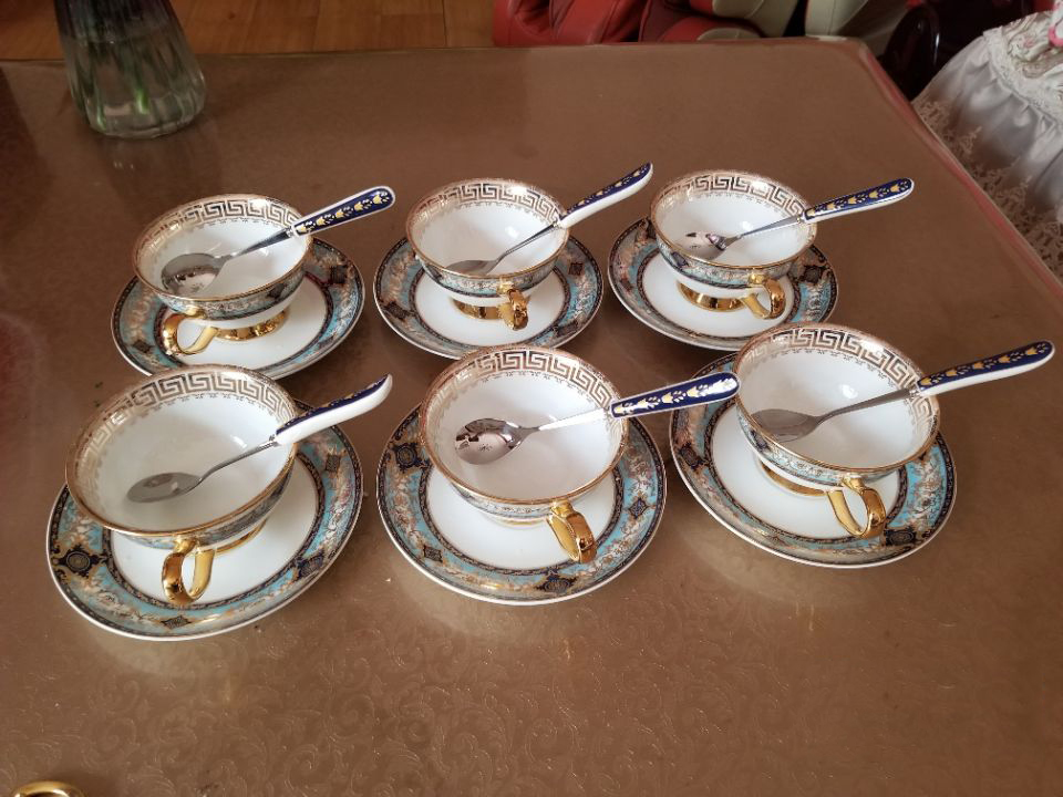 Click to view full screen Bohemian Tea Cup and Saucer Set Bone China photo review