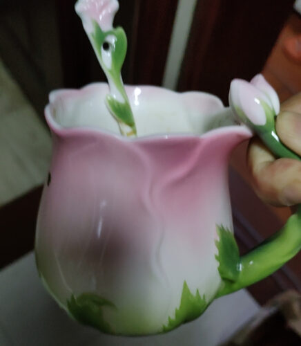 Creative Rose Coffee Cup With Spoon Bone China photo review