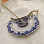 Vintage Tea Cup and Saucer Set Porcelain Blue White photo review