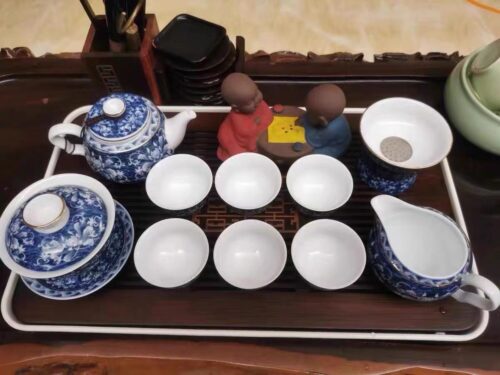 Flowers Porcelain Chinese Gongfu Tea Set Blue and White photo review