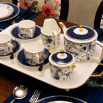 Vintage Blue White English Tea Set Bone China Coffee Set photo review