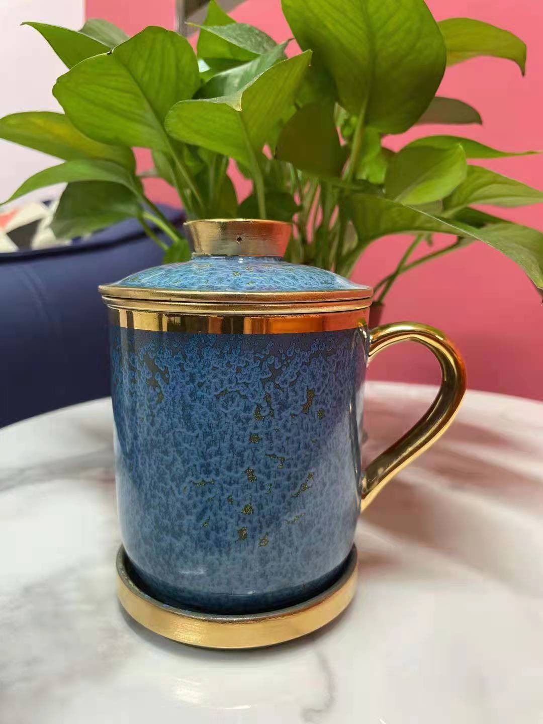 Click to view full screen Floating Jade Steep Tea Mug with Infuser and Coaster 13.5 OZ photo review