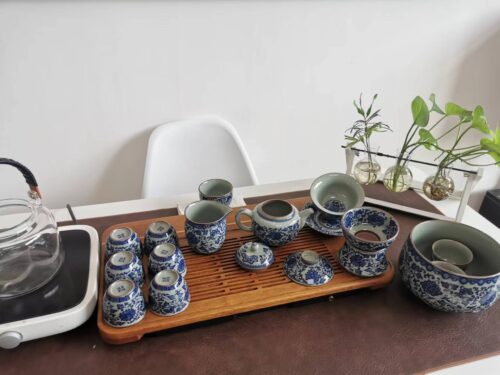 Click to view full screen Jingdezhen Chinese Gongfu Tea Set Blue and White photo review