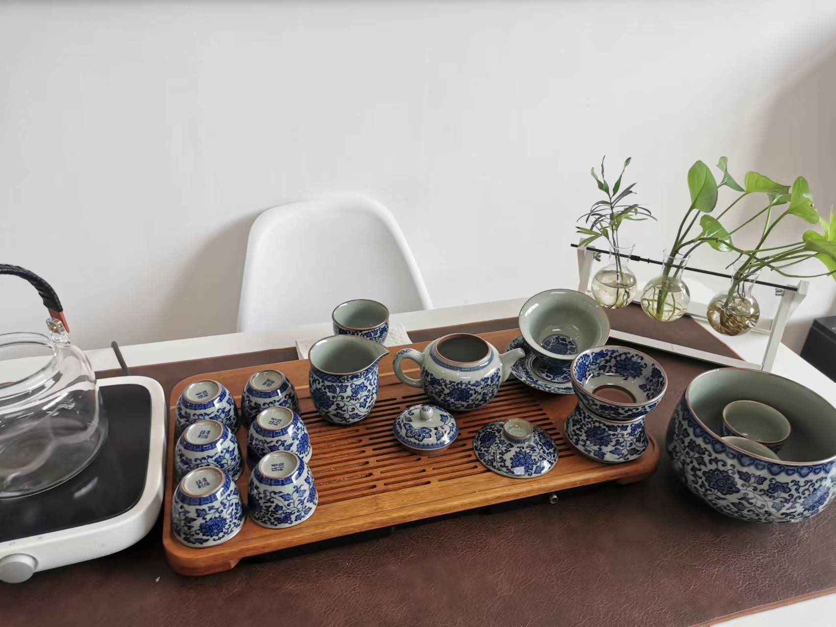 Click to view full screen Jingdezhen Chinese Gongfu Tea Set Blue and White photo review