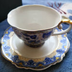 Vintage Tea Cup and Saucer Set Porcelain Blue White photo review