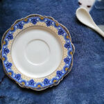 Vintage Tea Cup and Saucer Set Porcelain Blue White photo review