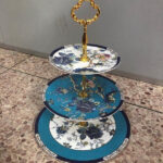 Blue Flowers Food Tray Bone China Serving Stand photo review