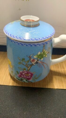 Bird Flowers Steep Tea Mug with Infuser and Lid 14.5 OZ photo review