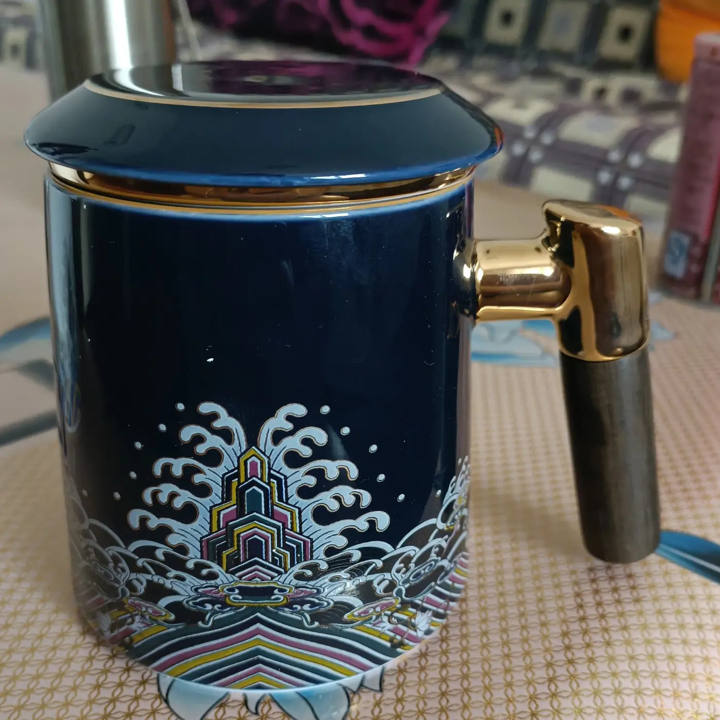 Click to view full screen Waves Steep Tea Mug with Infuser and Lid 13.5 OZ photo review