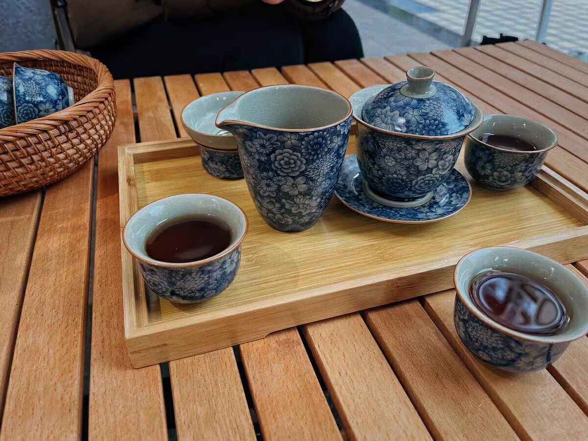 Click to view full screen Vintage Chinese Gongfu Tea Set Porcelain Blue and White photo review