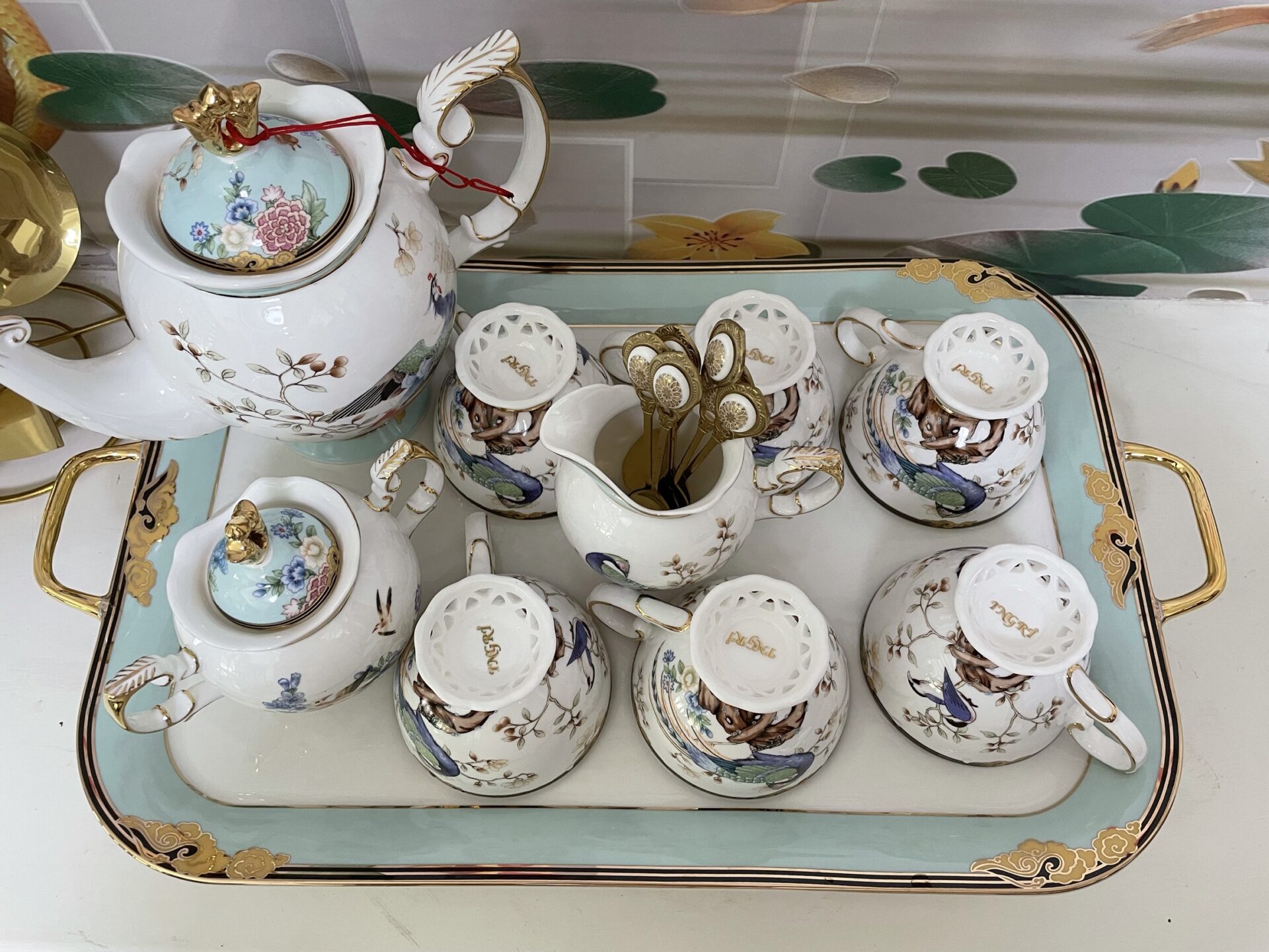 Click to view full screen Vintage Phoenix English Tea Set Bone China photo review