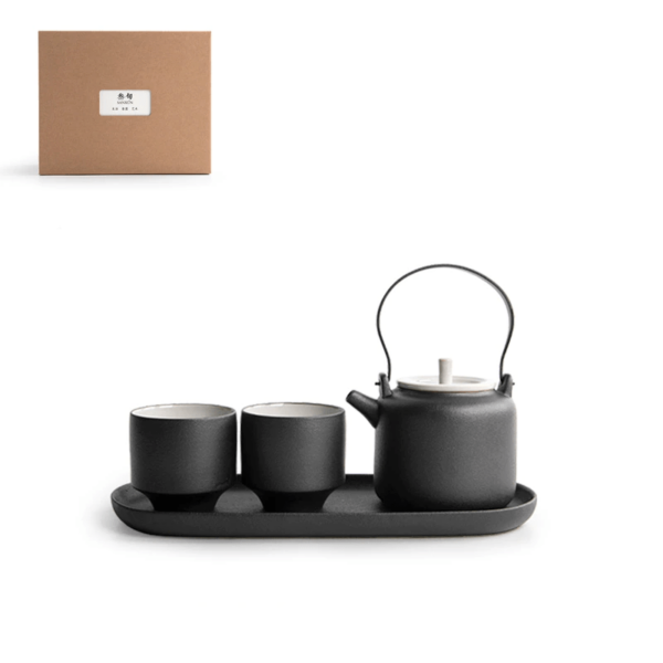 SANXUN Porcelain Tea Set with Gift Box Black  6