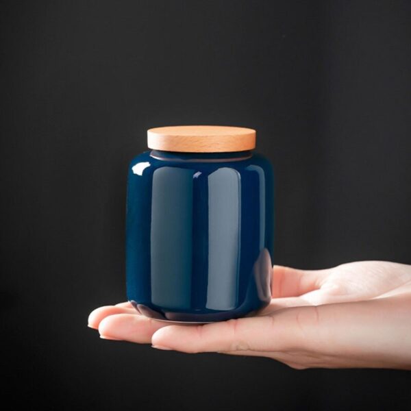 8x6.5cm Porcelain Tea Box Storage Cans  Solid Color 2