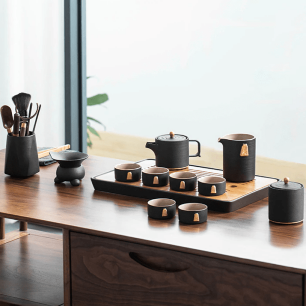 SANXUN Porcelain Tea Set Warmer Porcelain Charms Teapot  with Portable Gift Box 12ppcs