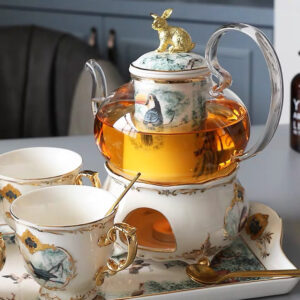 1393053791 1 Jungle English Herbal Tea Set Porcelain with Warmer
