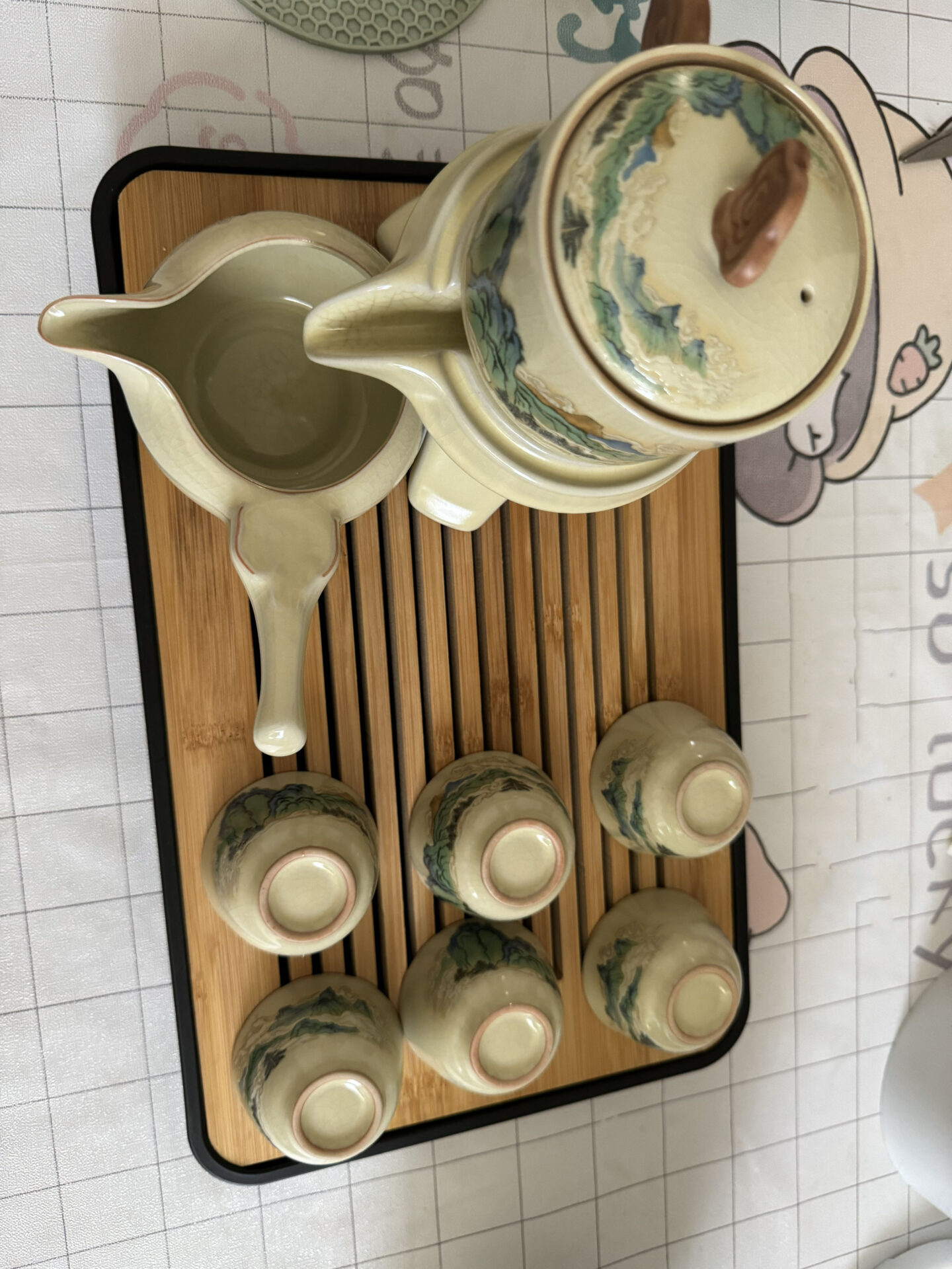 Click to view full screen Mountain-range Lazy Chinese Kung Fu Tea Set with Tray photo review