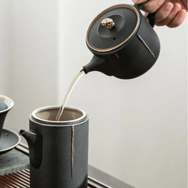 20 Pc Tea Set Tea Pot 6 Cups Saucers w/ Rack Silver Multi 3 oz Cup TeaPot