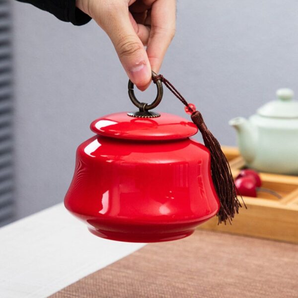 11x9cm Portable Porcelain Tea Box Chinese Red 3