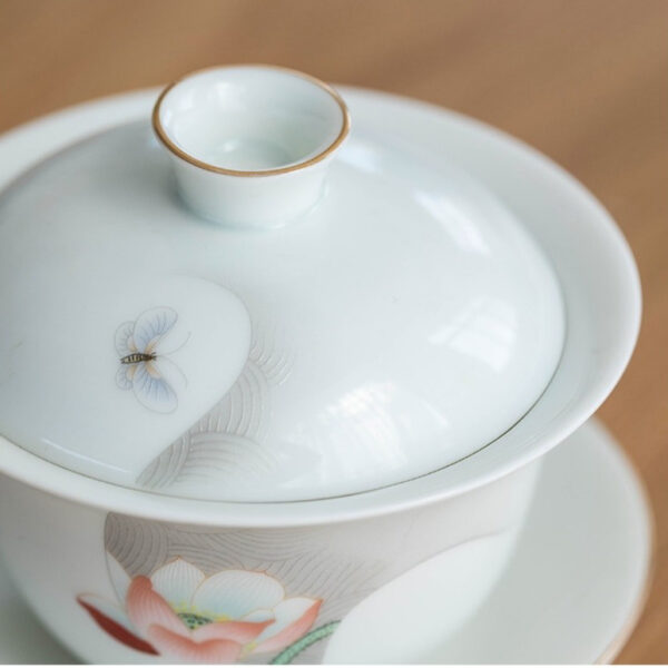 1794204427 1 9 Pieces Lotus Chinese Gaiwan Tea Set for Gongfu Cha