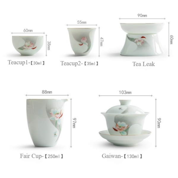 188563317 1 9 Pieces Lotus Chinese Gaiwan Tea Set for Gongfu Cha
