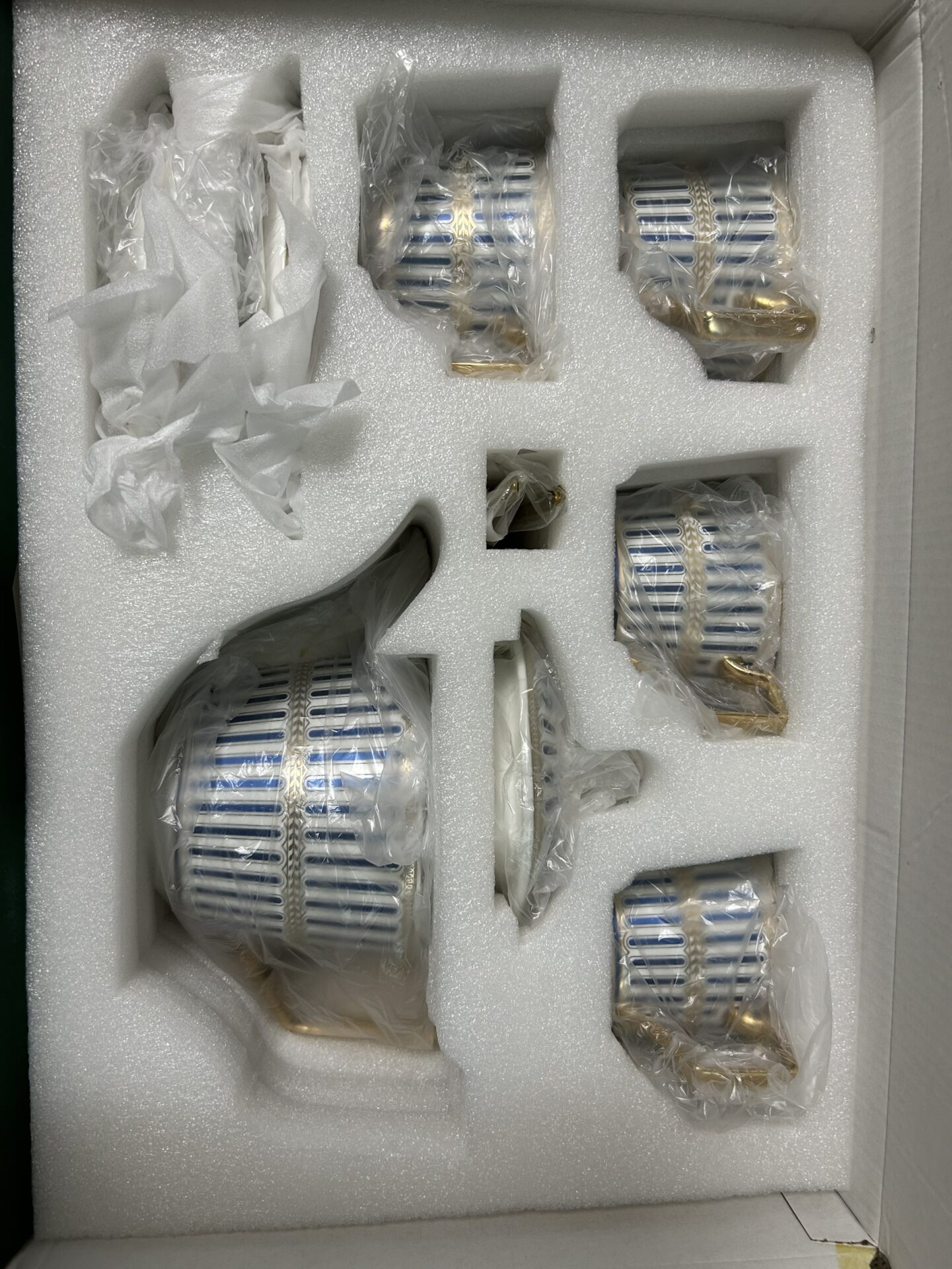 Click to view full screen Classic Blue Striped English Tea Set Porcelain Teapot Set photo review