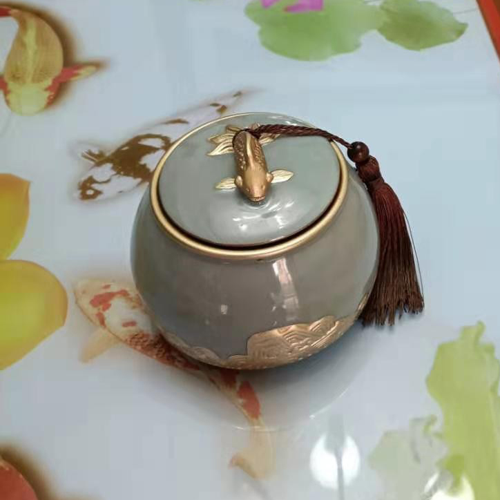 Chinese Waves Tea Caddy Loose Tea Tin Storage Canister photo review