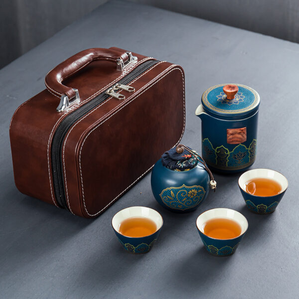 Flower Travel Tea Set with Luxury Bag 5