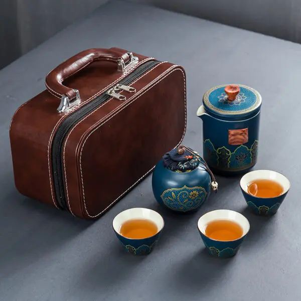 Flower Travel Tea Set with Luxury Bag 