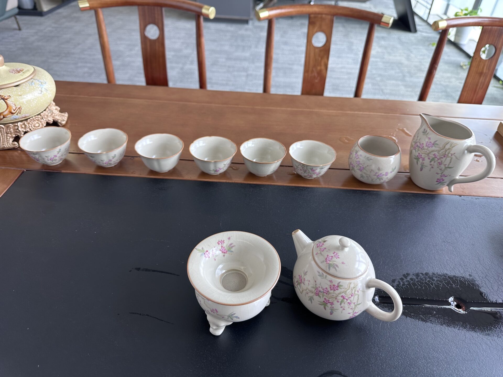 Click to view full screen Peach Branch Porcelain Chinese Kung Fu Tea Set photo review