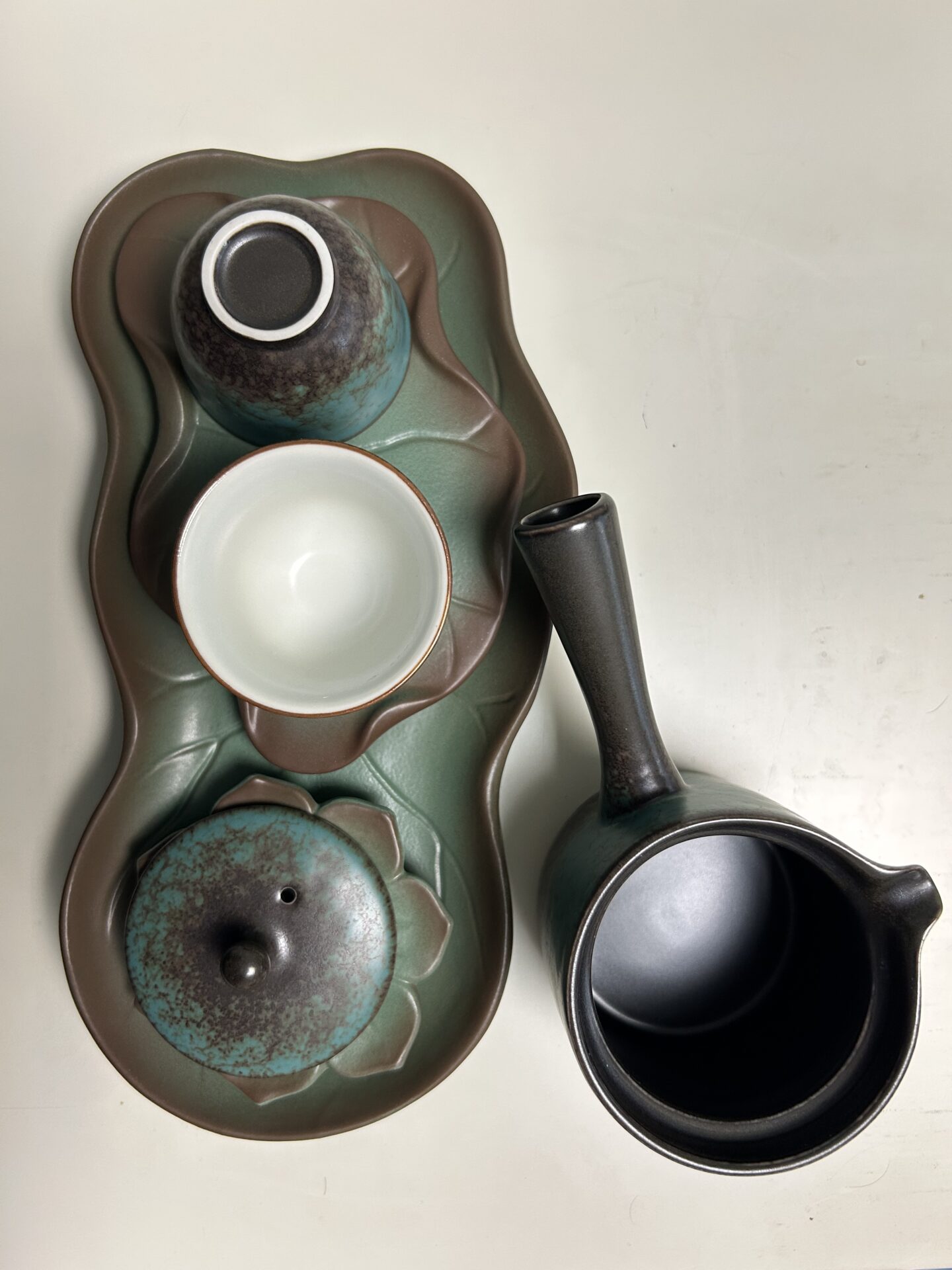 Click to view full screen Green Lotus Japanese Tea Set for 2 with Tray photo review