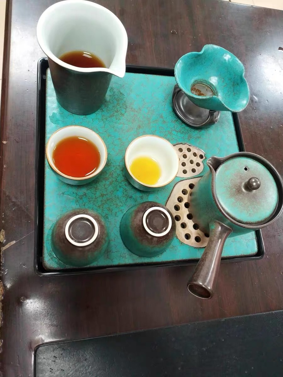 Click to view full screen Green Lotus Japanese Gongfu Tea Set with Tray photo review