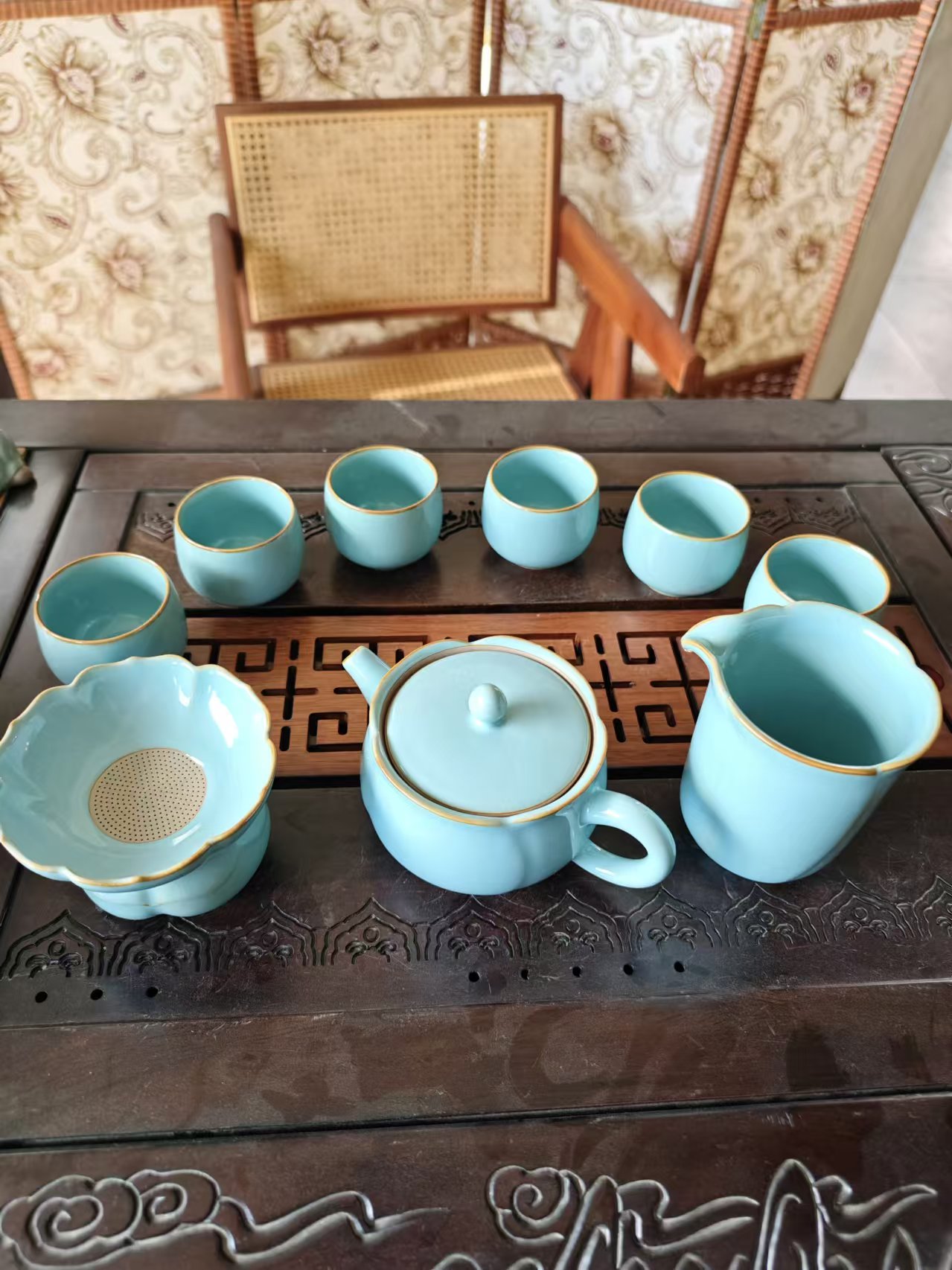 Click to view full screen Ru Kiln Chinese Gongfu Tea Set with Teapot photo review
